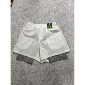 DSG Agility 2-in-1 Shorts Mens Small White Gray 5 Inch Inseam Built-in Liner NEW